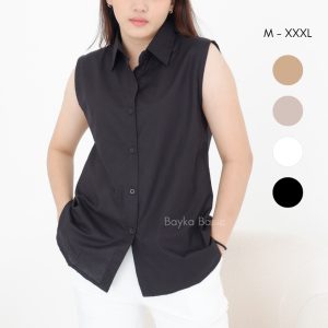 Sleeveless Collared Top.