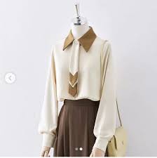 images (2) Contrast Collar Blouse